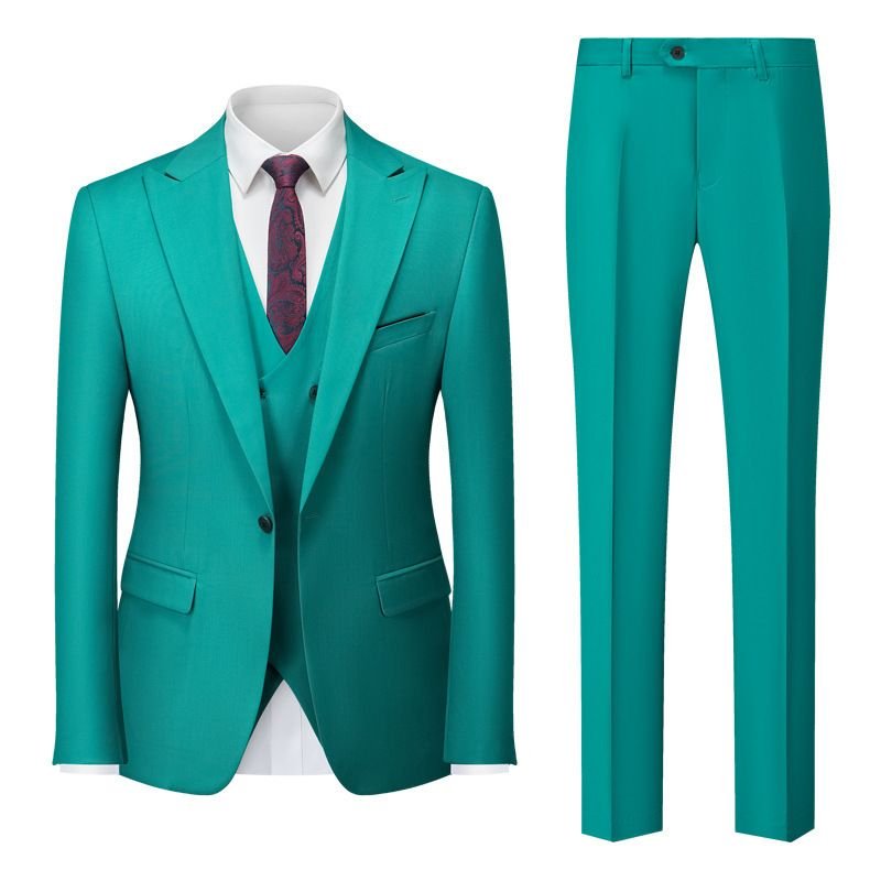 Men Business Wedding Office Solid Color Long Sleeve Lapel Suit Pants Plus Size Sets