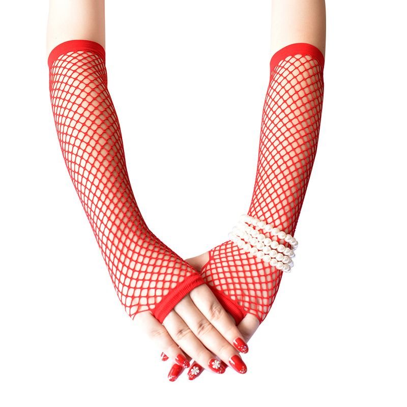 Women Fashion Gothic Fishnet Stretch Half Finger Gloves