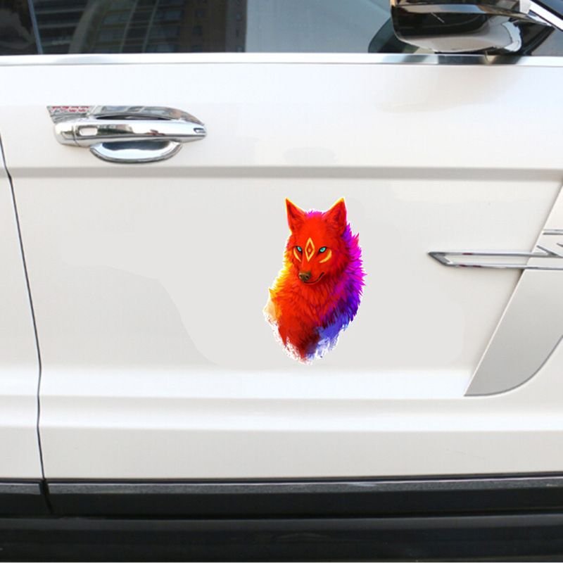 Cartoon Creative 3D Three-Dimensional Red Fox Cover Scratches Decorative Car Stickers