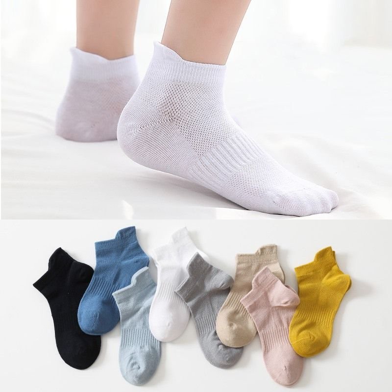 98 Cotton Summer Kids Mesh Socks Seamless Breathable Sweat-Absorbent Ankle Socks Custom