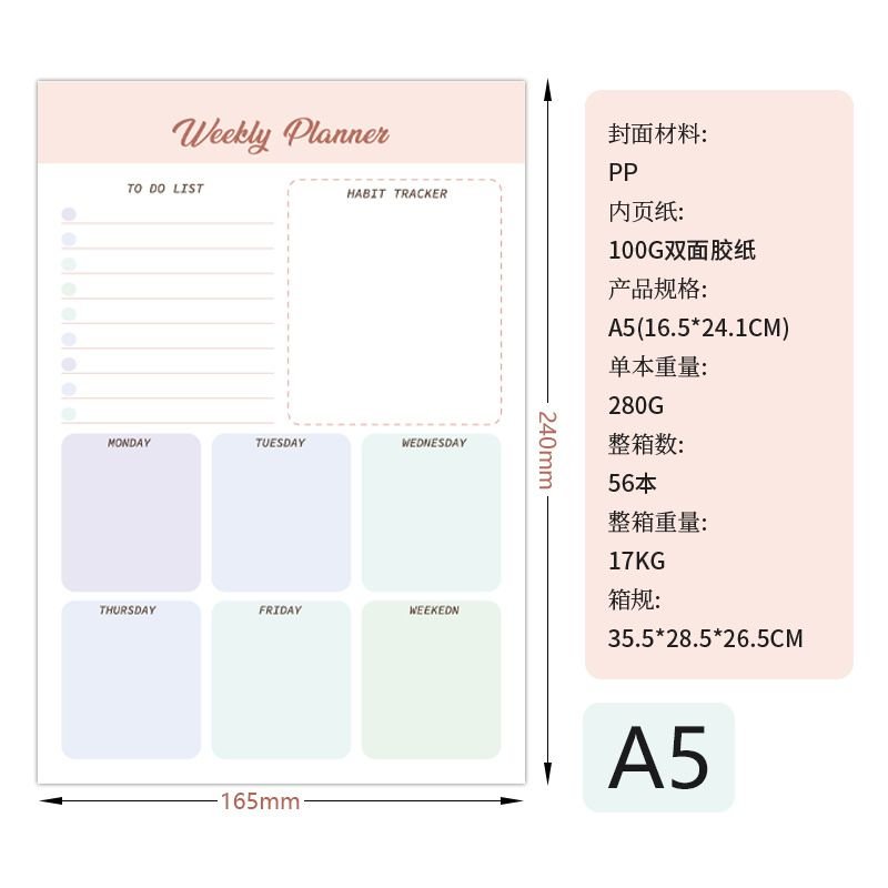 Notes Daily Plans Student Stationery Notebook Planner