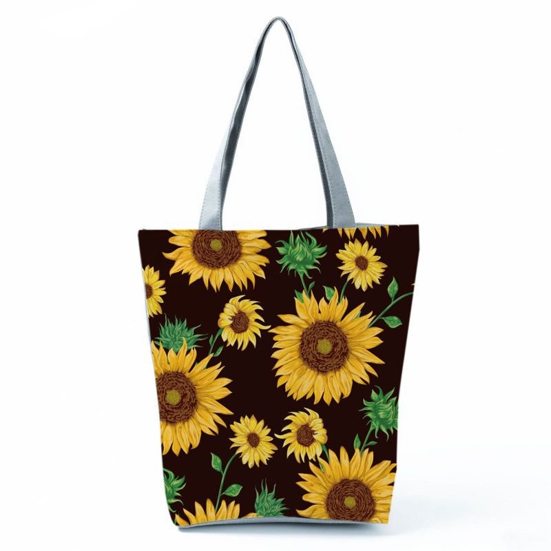 Women'S Lazy Sunflower Print One Shoulder Shopping Bag