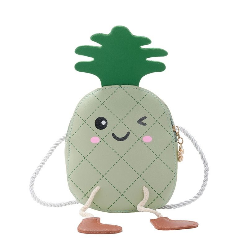 Kids Cute Cartoon Pineapple PU Crossbody Bag