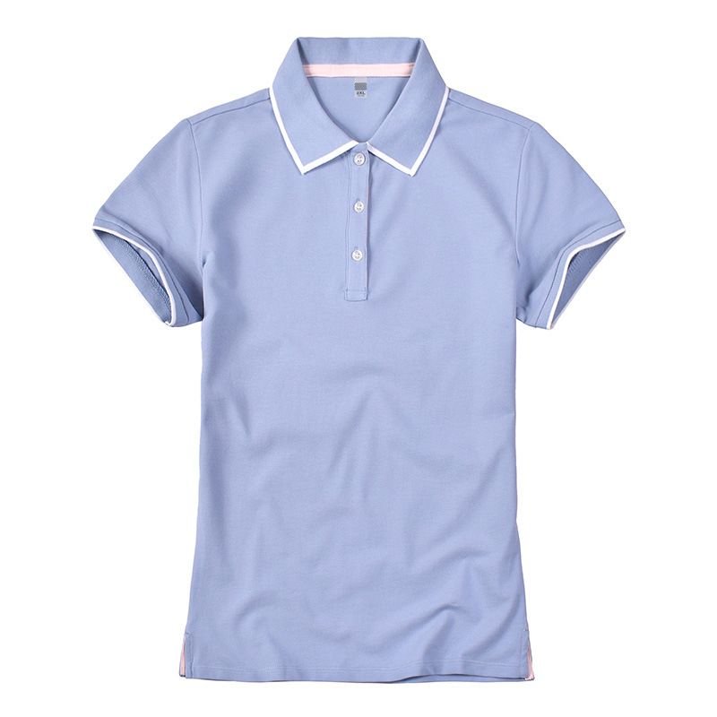 Women Short-Sleeved Summer Lapel V-Neck Work Logo Custom Polo Shirt