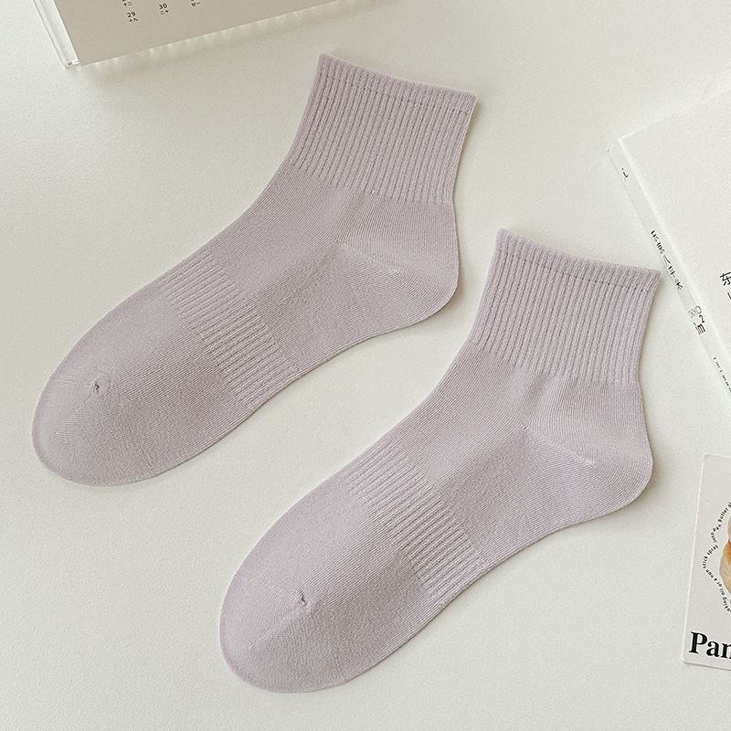 Seamless Women Solid Color Sweat-Absorbent Breathable Cotton Ankle Socks Custom