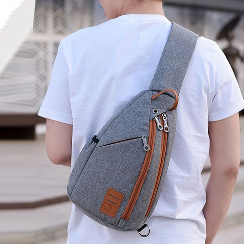 Men Casual Zipper Patchwork Outdoor Travel Chest Bag