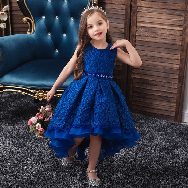 Kids Toddler Girls Fashion Flower Lace Sleeveless Party Tutu Dress