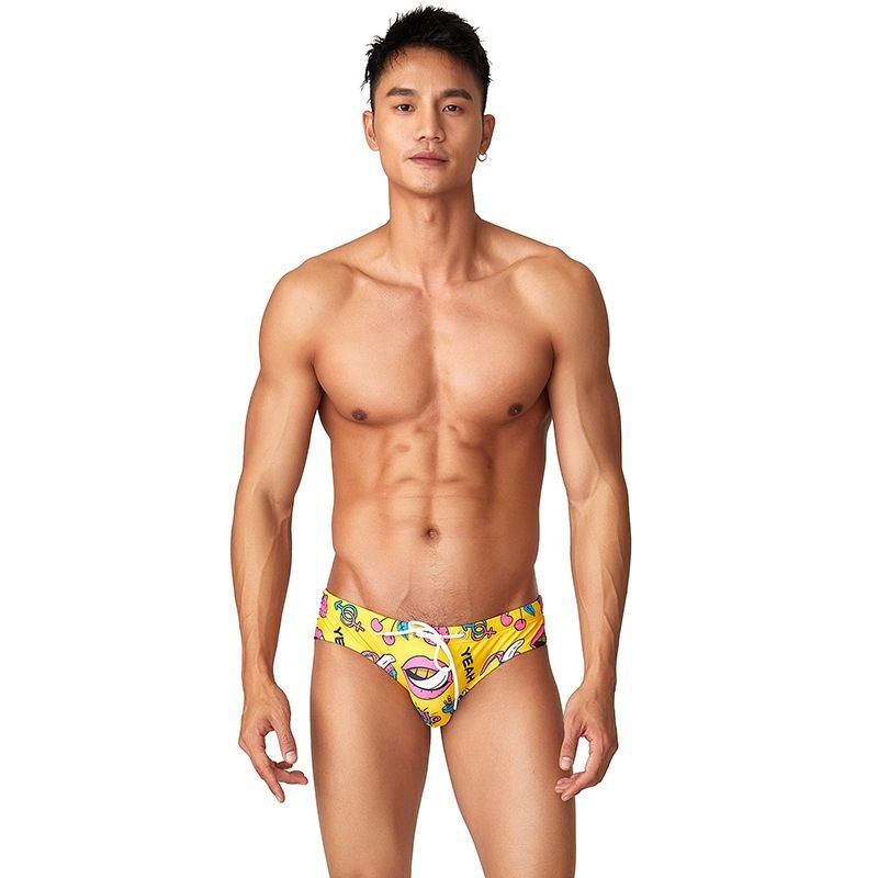 Men'S Fashion Quick-Dry Printing Waterproof Swim Briefs