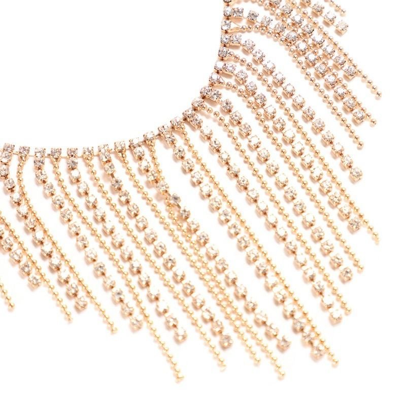 Women Fashion Tassel Rhinestone Necklace