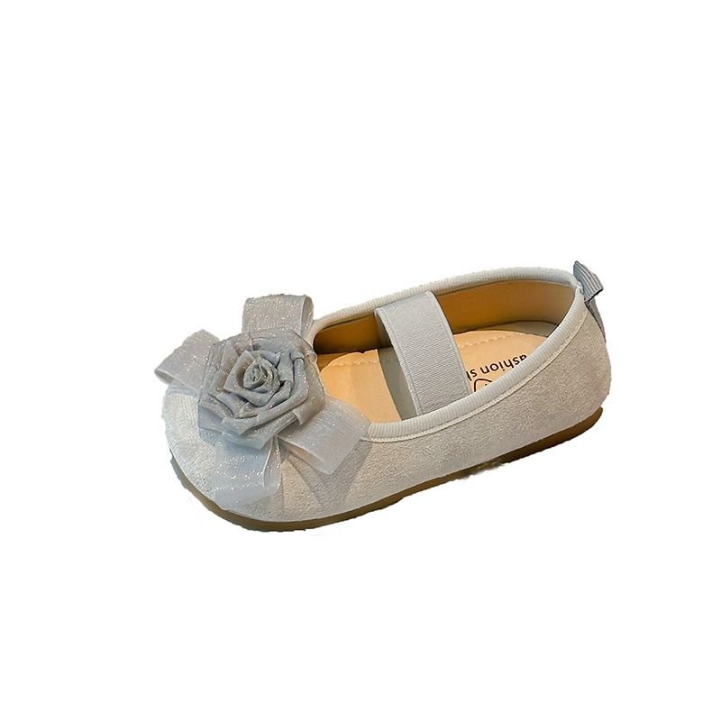 Kids Girls Casual Cute Square-Toe Flower Slip On Flat Shoes