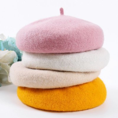 Autumn Winter Women Fashion Solid Color Plush Breathable Wool Beret