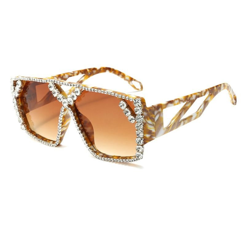 Women Fashion Large Frame Diamond Sunglasses