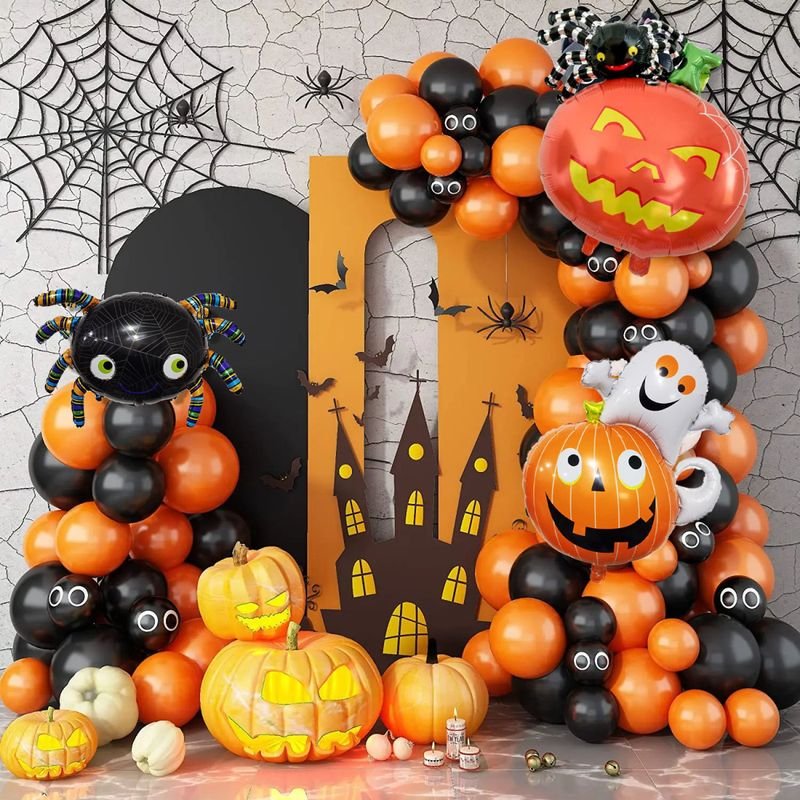 10 Inch Halloween Party Pumpkin Bat Decoration Arranged Balloon Set