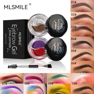 MLSMILE Women Simple Natural Three-Dimensional Eyebrow Styling Waterproof Durable Two-Color Eyebrow Cream