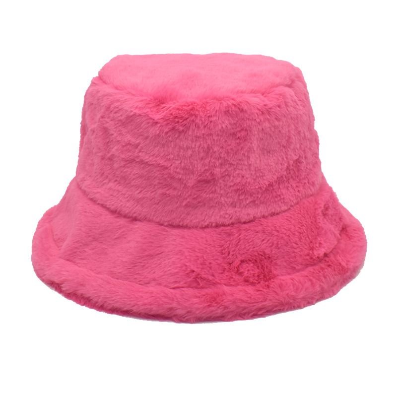 Autumn And Winter Solid Color Plush Warm Bucket Hat