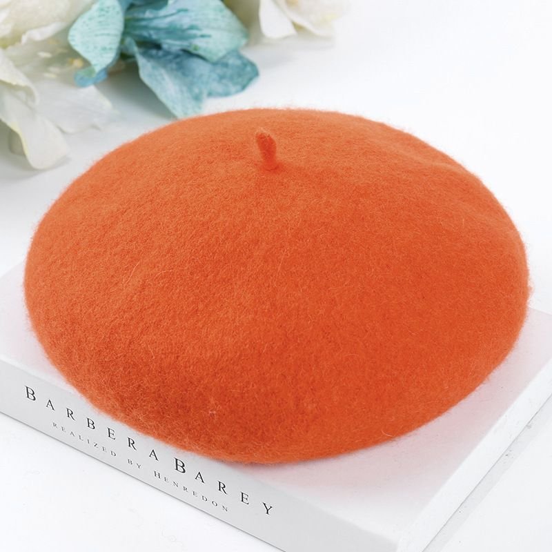 Autumn Winter Women Fashion Solid Color Plush Breathable Wool Beret