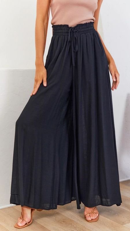 Summer Women Casual Loose Drawstring Wide Leg Pants