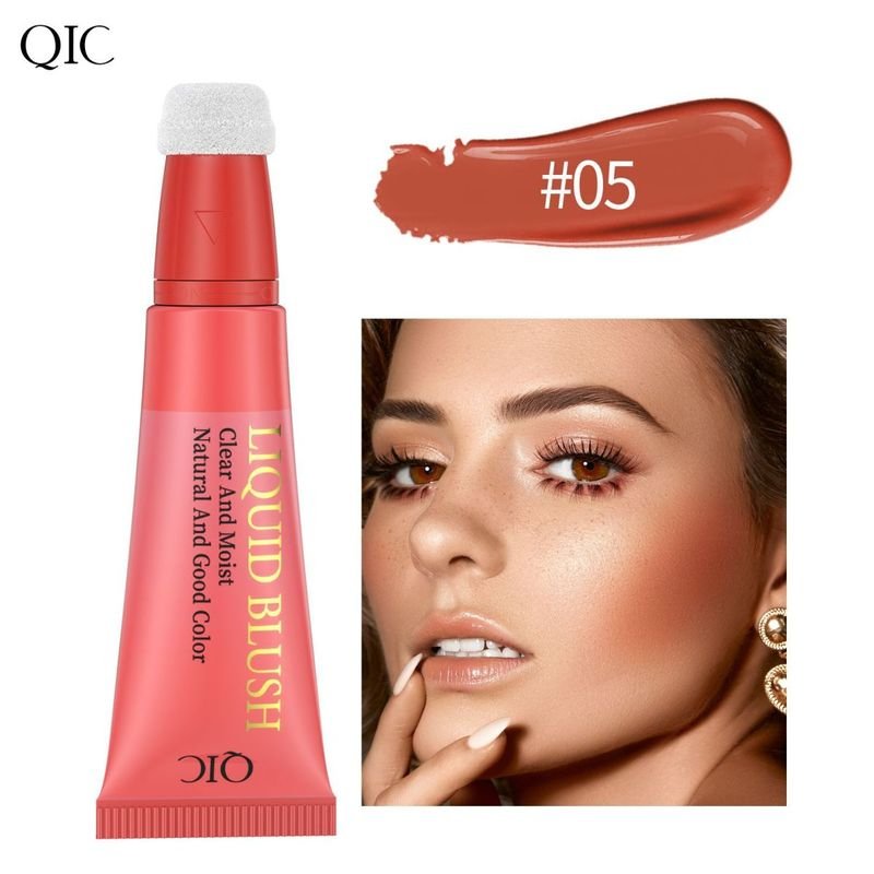 Qic Liquid Blush Cream Lip And Cheek Dual-Purpose Sponge Head Moisturizing And Easy To Push Away Blush Makeup