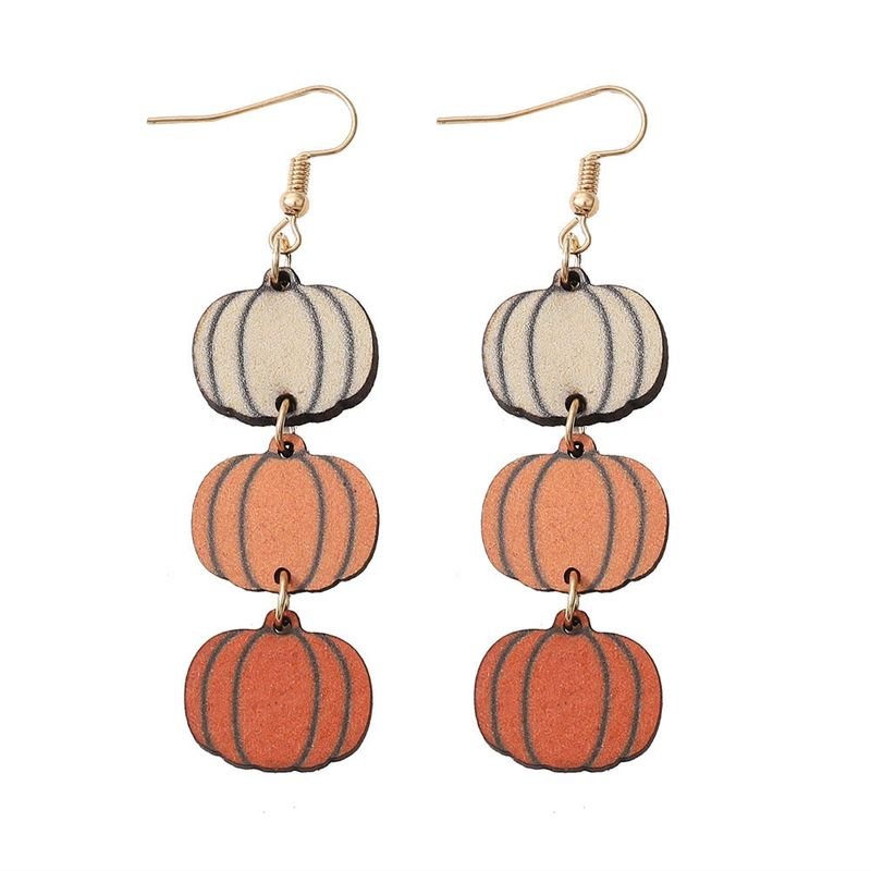 Thanksgiving Three-Color Pumpkin Triple Pendant Earrings