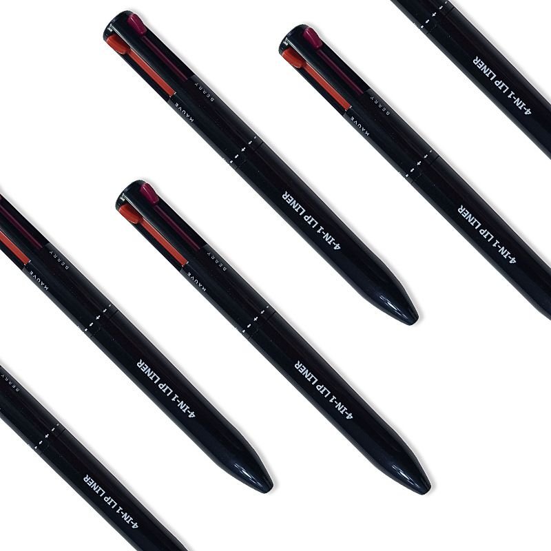 OEM Women Simple Four Color Lip Line High Gloss Eyeliner Eyebrow Pencil 4 In 1 Makeup Pen