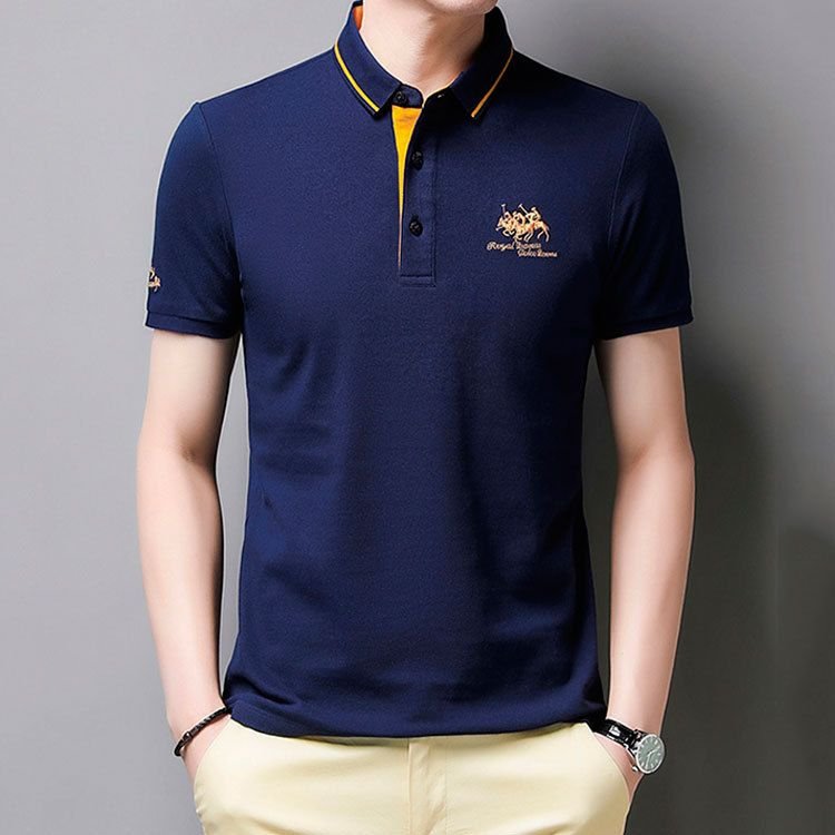 Men Fashion Casual Business Plus Size Short Sleeve Lapel POLO Shirt