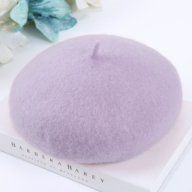 Autumn Winter Women Fashion Solid Color Plush Breathable Wool Beret