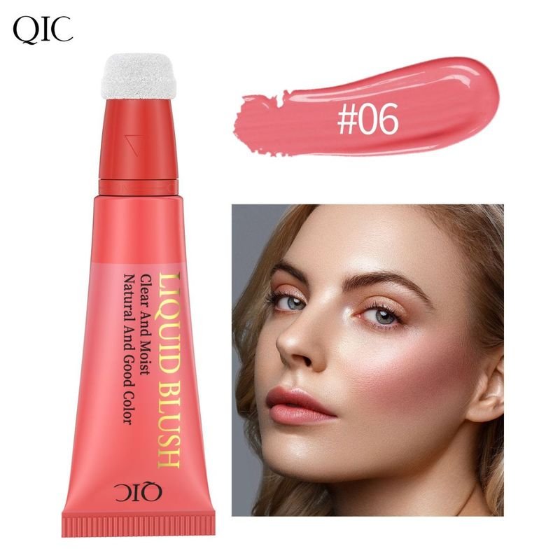 Qic Liquid Blush Cream Lip And Cheek Dual-Purpose Sponge Head Moisturizing And Easy To Push Away Blush Makeup