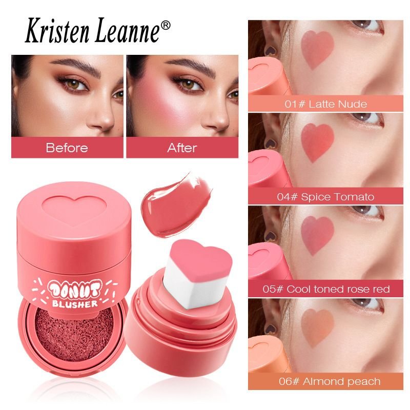 Kristen Leanne Women Natural Nude Makeup Velvet Heart-Shaped Air Cushion Seal Liquid Blush