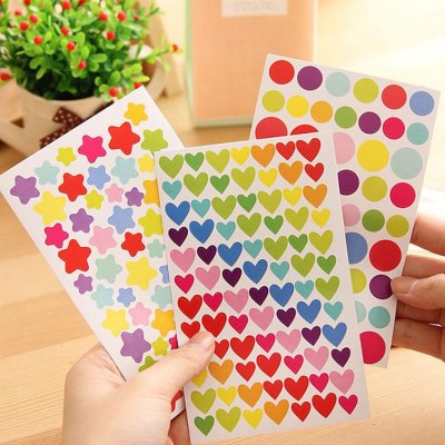 Simple Cartoon Cute Colorful Dot Heart Star Decorative Sticker