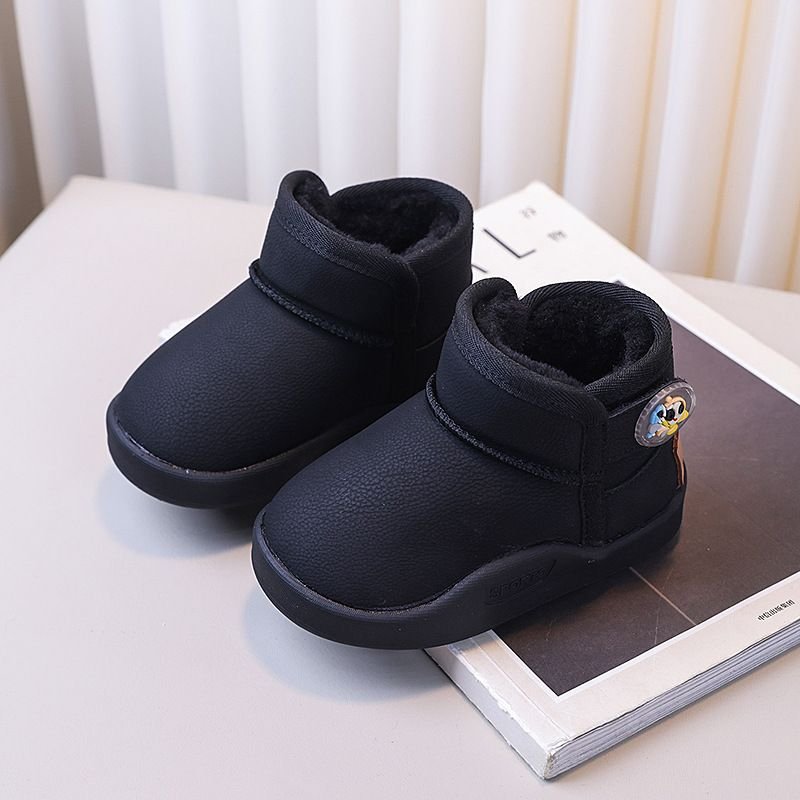 Kids Unisex Casual Cute Solid Color Fleece Velcro Slip On Snow Boots