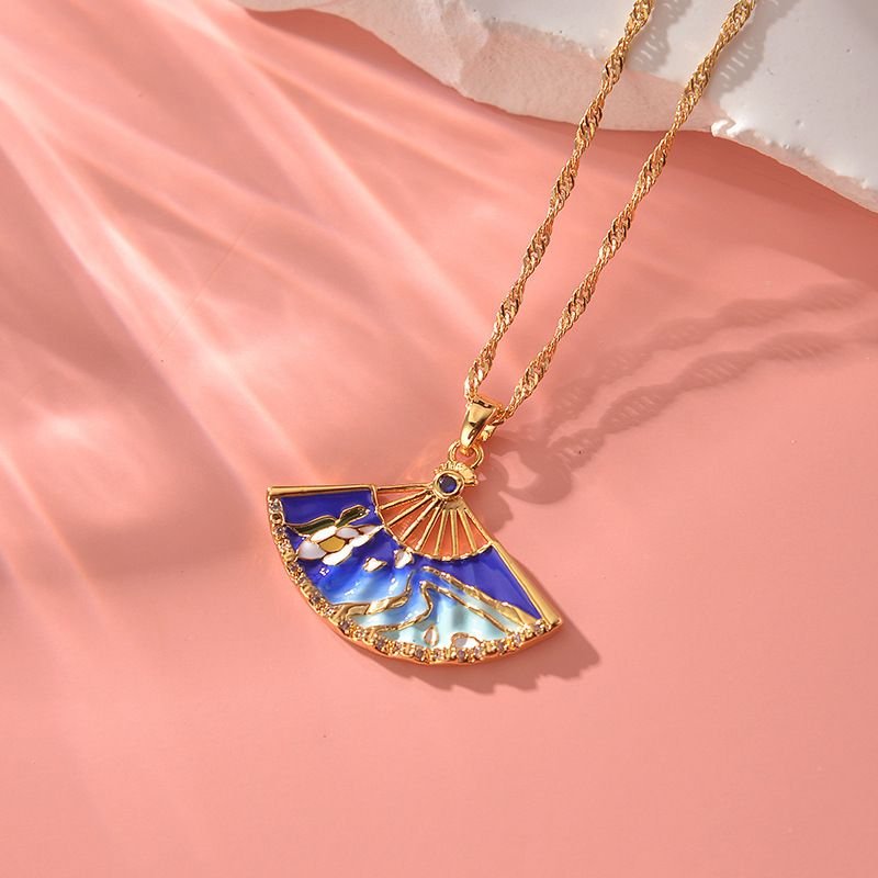 Fashion Vintage Fan Pendant Necklace