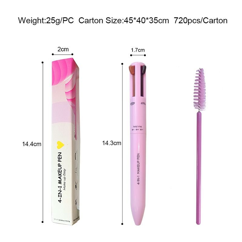 Women Simple High Gloss Lip Line Eyeliner Eyebrow Pen 4 In 1 Makeup Pen