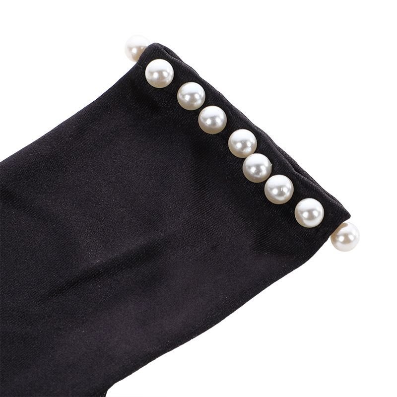 Women Fashion Retro Pearl Satin Dinner Gloves