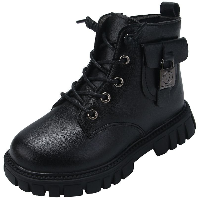 Kids Unisex Autumn Winter Fashion Casual Round-Toe Lace-Up Versatile Short Boots