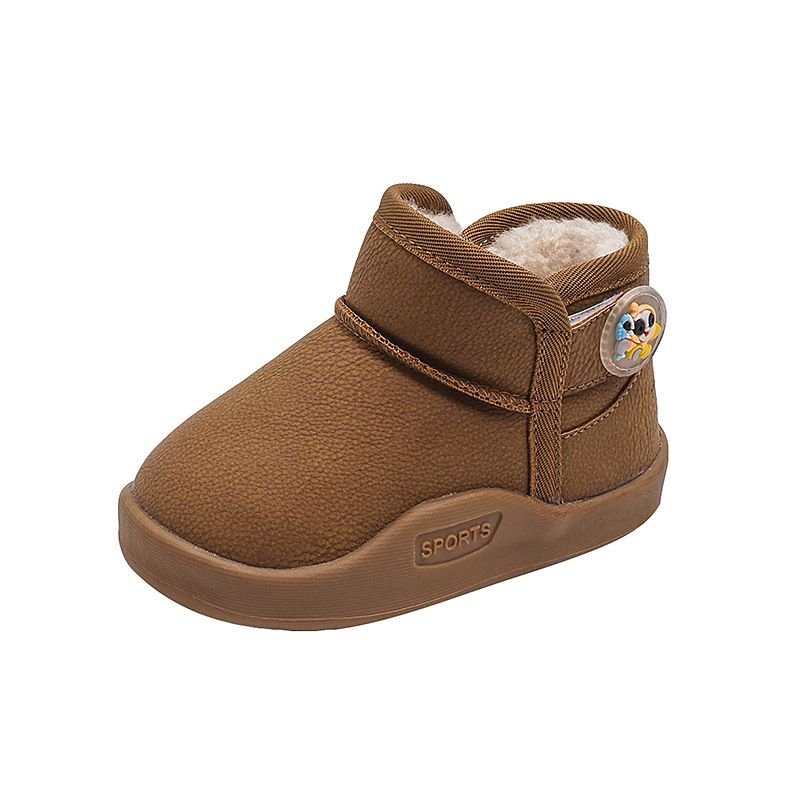 Kids Unisex Casual Cute Solid Color Fleece Velcro Slip On Snow Boots
