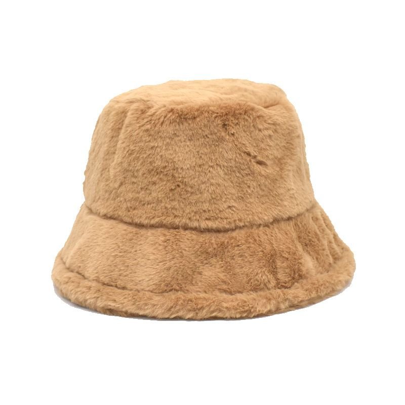 Autumn And Winter Solid Color Plush Warm Bucket Hat