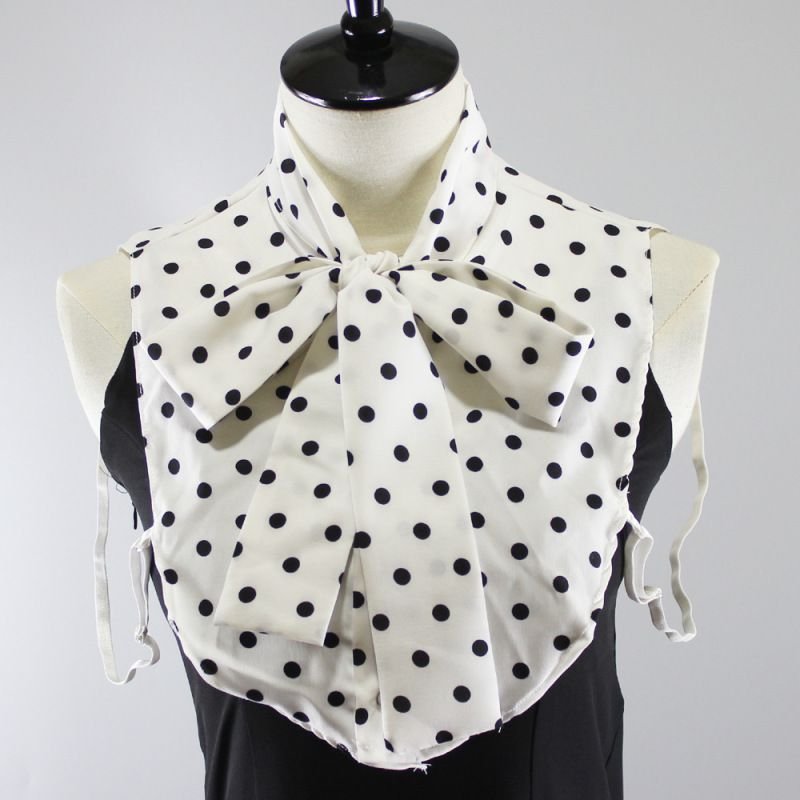 Women Fashion Dot Bow Shirt Fake Collar