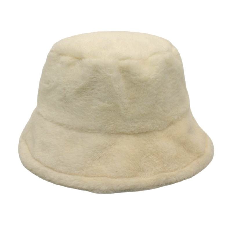 Autumn And Winter Solid Color Plush Warm Bucket Hat