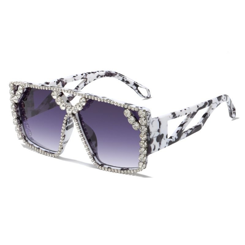 Women Fashion Large Frame Diamond Sunglasses