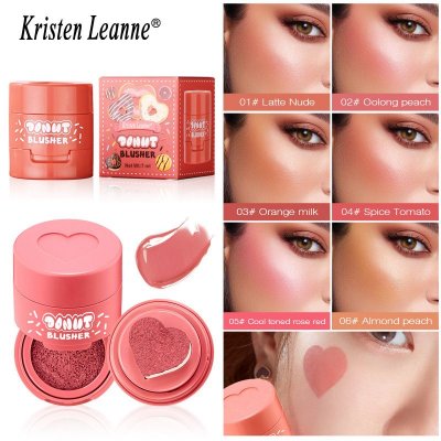 Kristen Leanne Women Natural Nude Makeup Velvet Heart-Shaped Air Cushion Seal Liquid Blush