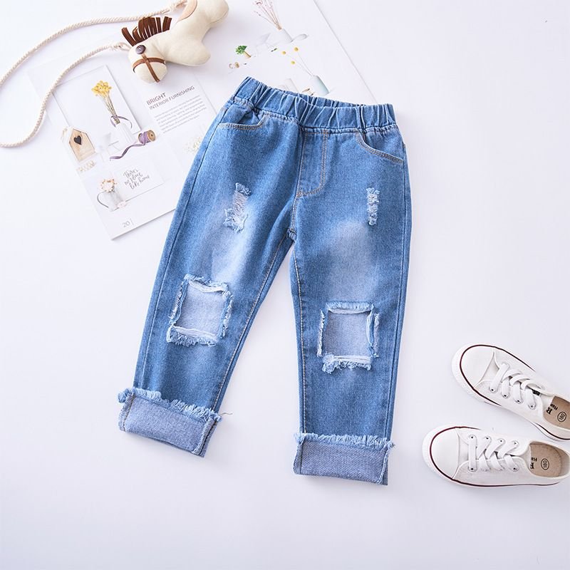 Girls Fashion Ripped Casual Denim Pants