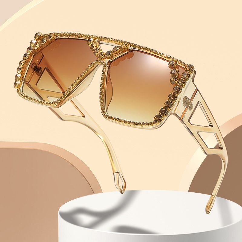 Women Fashion Large Frame Diamond Sunglasses