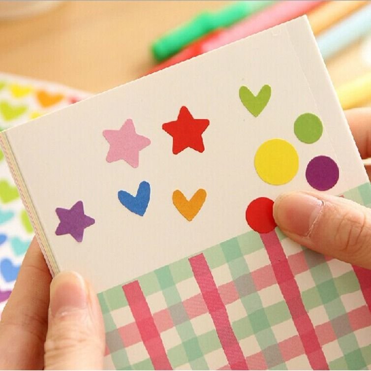 Simple Cartoon Cute Colorful Dot Heart Star Decorative Sticker