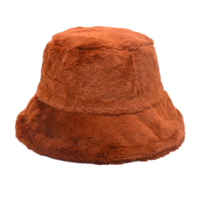 Autumn And Winter Solid Color Plush Warm Bucket Hat