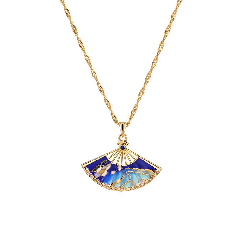 Fashion Vintage Fan Pendant Necklace