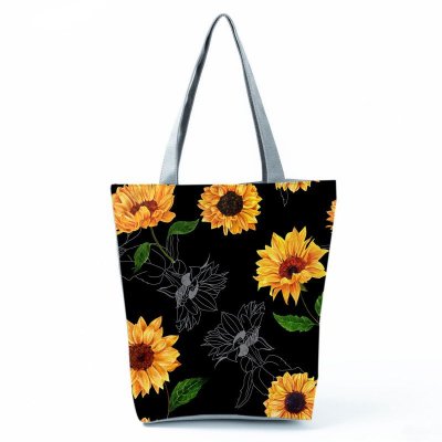 Women'S Lazy Sunflower Print One Shoulder Shopping Bag