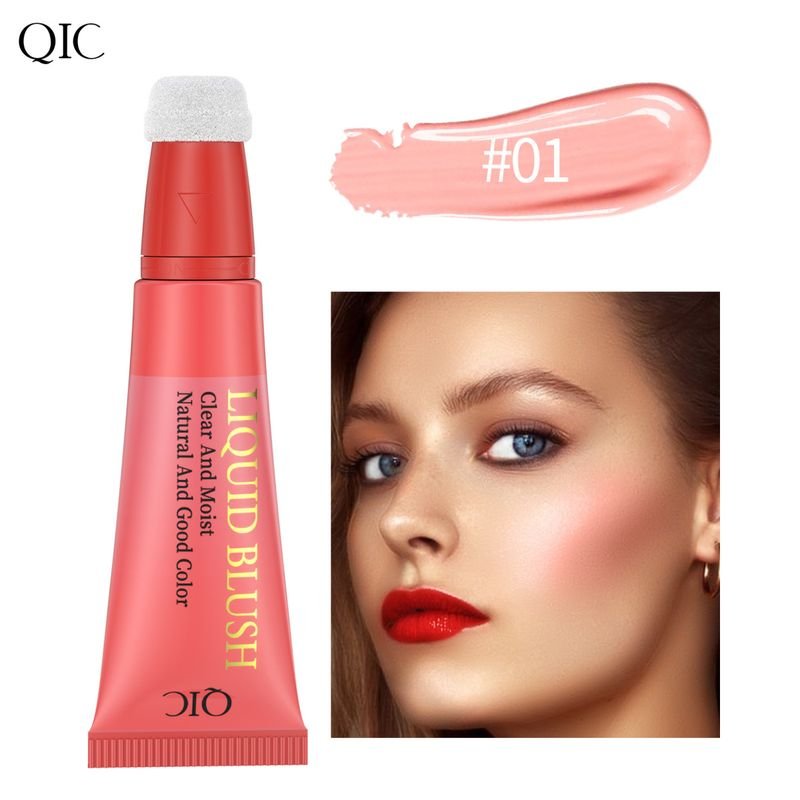 Qic Liquid Blush Cream Lip And Cheek Dual-Purpose Sponge Head Moisturizing And Easy To Push Away Blush Makeup