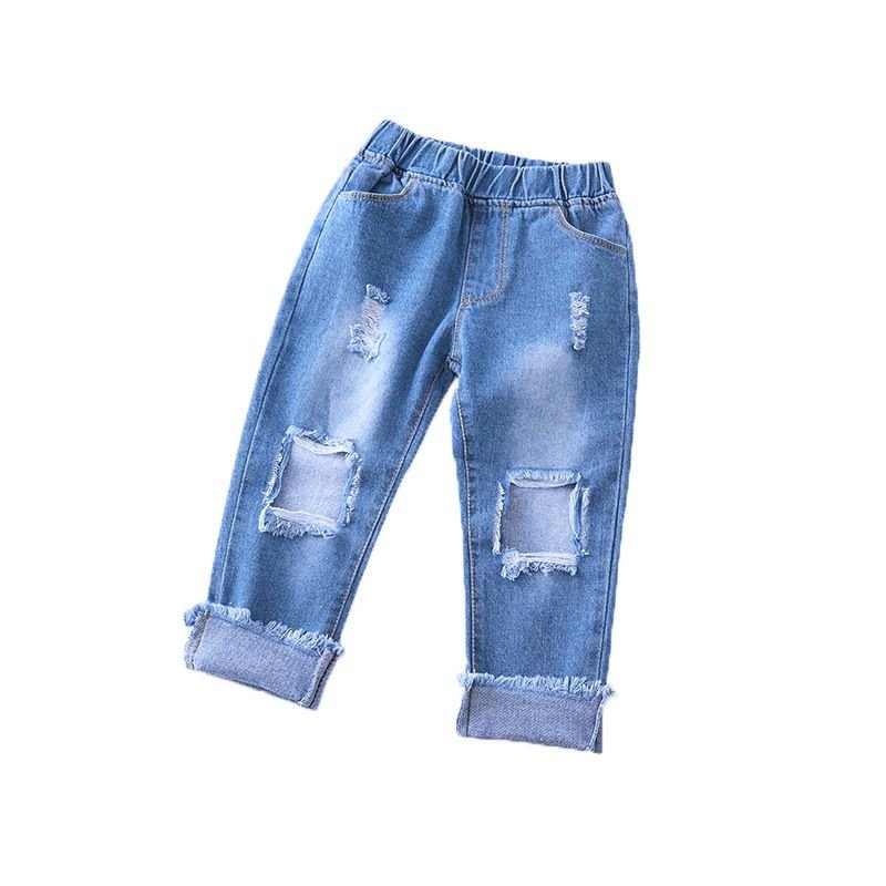 Girls Fashion Ripped Casual Denim Pants