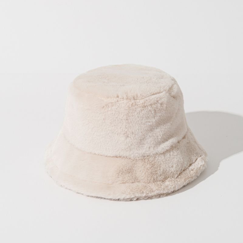 Autumn Winter Women Fashion Solid Color Plush Warm Bucket Hats