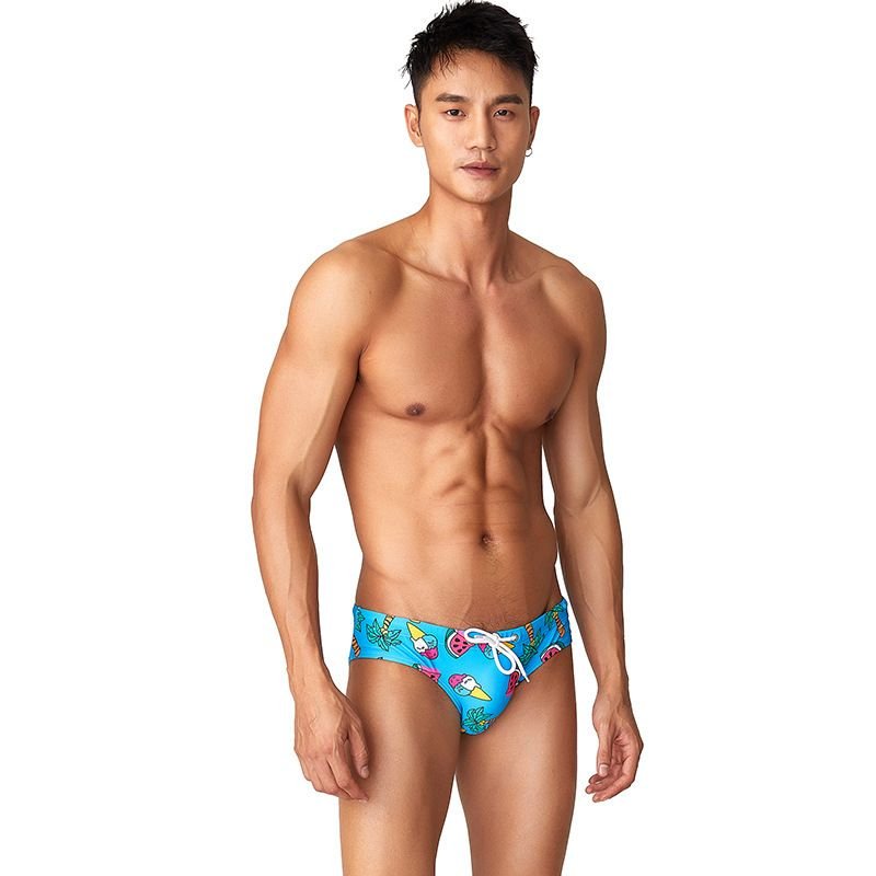 Men'S Fashion Quick-Dry Printing Waterproof Swim Briefs